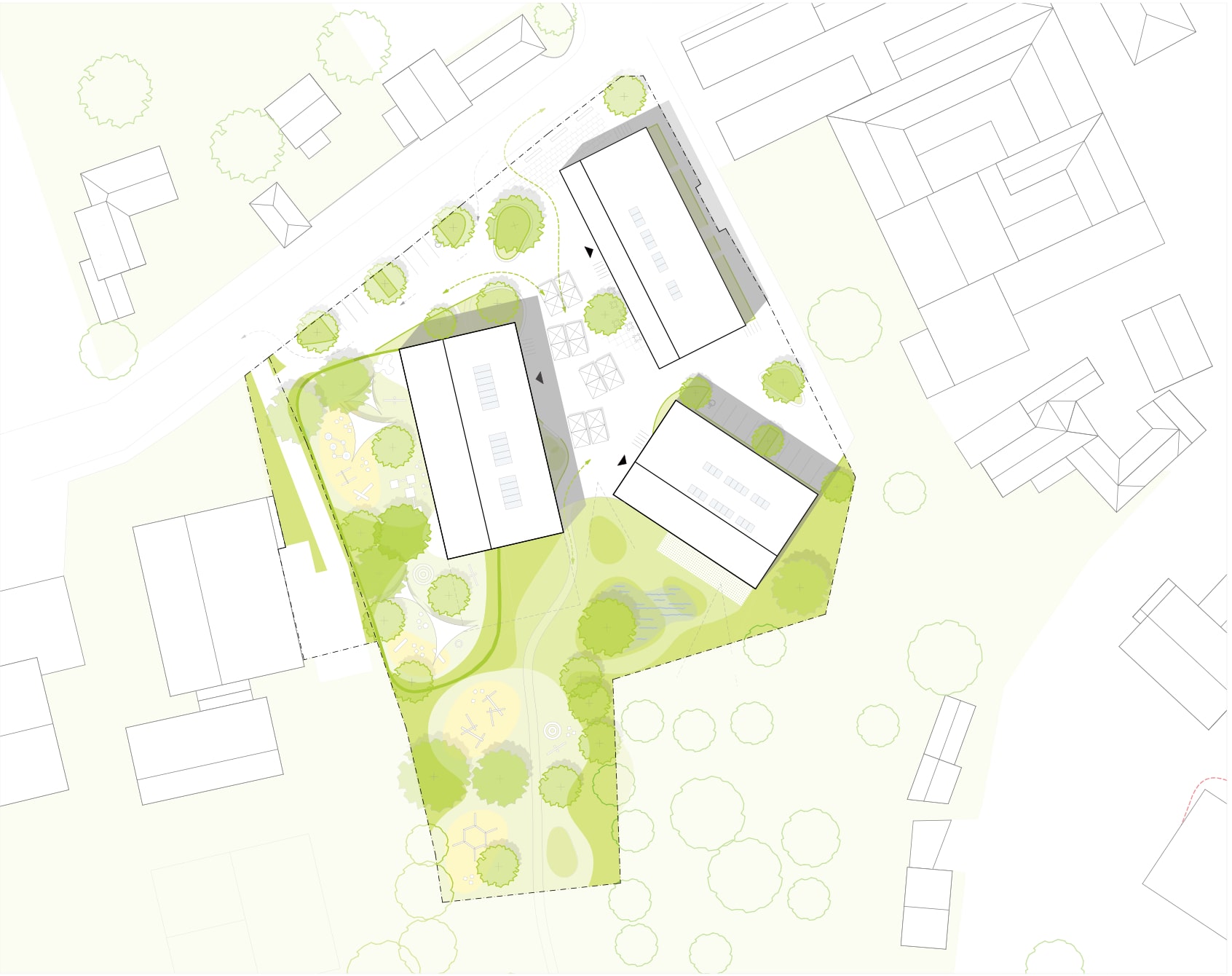 Lageplan Gemeindezentrum Realisierungswettbewerb Architektur Kindergarten KITA Düsseldorf